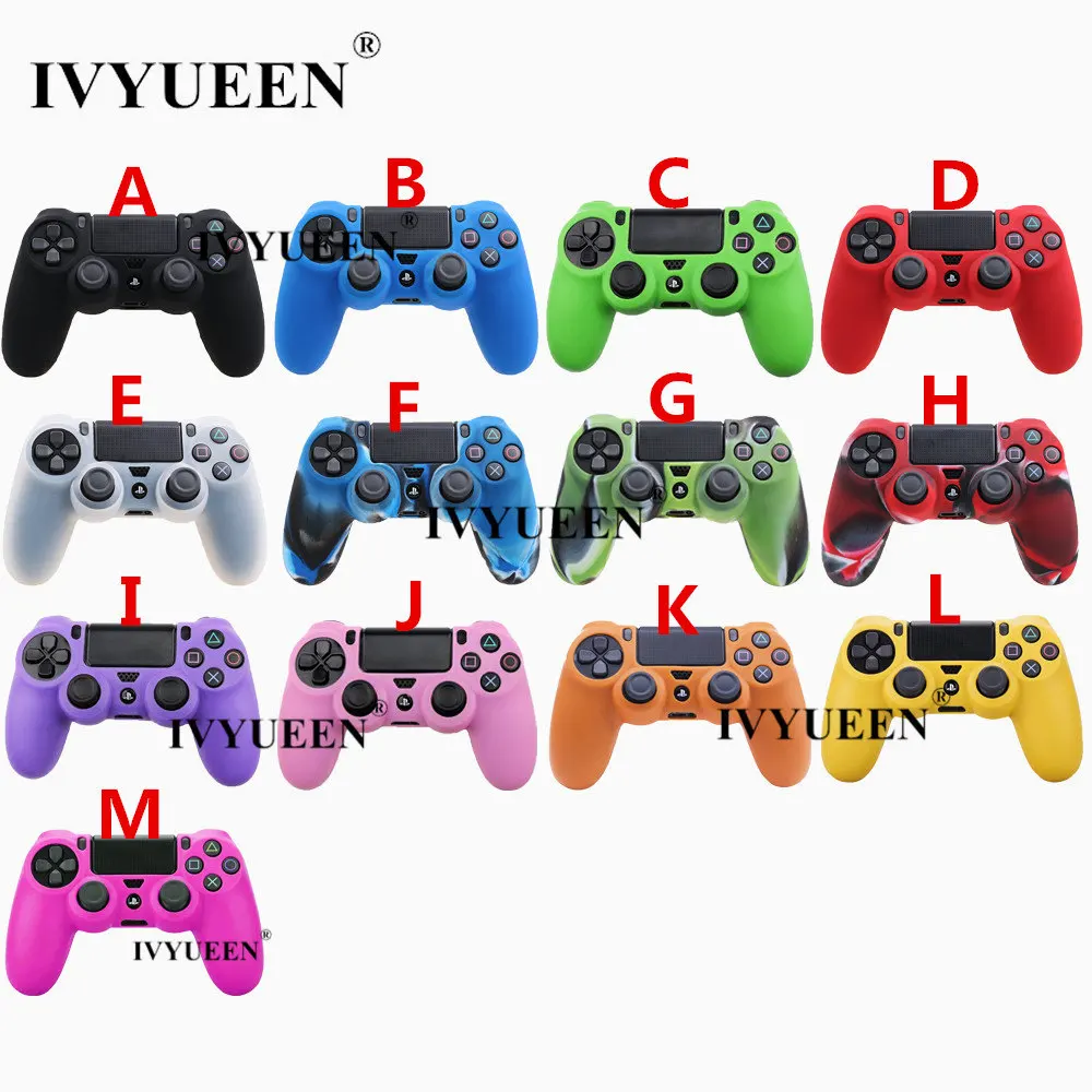 Силиконовый чехол IVYUEEN 10 комплектов для dualshock 4 playstation 4 PS4 Pro Slim с джойстиком - Цвет: 10 sets case