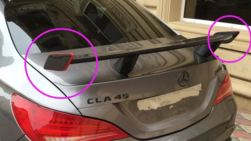 

For Mercedes CLA CLASS W117 C117 CLA45 Carbon Fiber GT Rear Trunk Spoiler With Red line CLA 200 250 260 CLA45 car styling 2013+