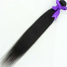 straight human brazilian virgin remy unprocessed hair 1 pcs 1B color weft hair weave extensions