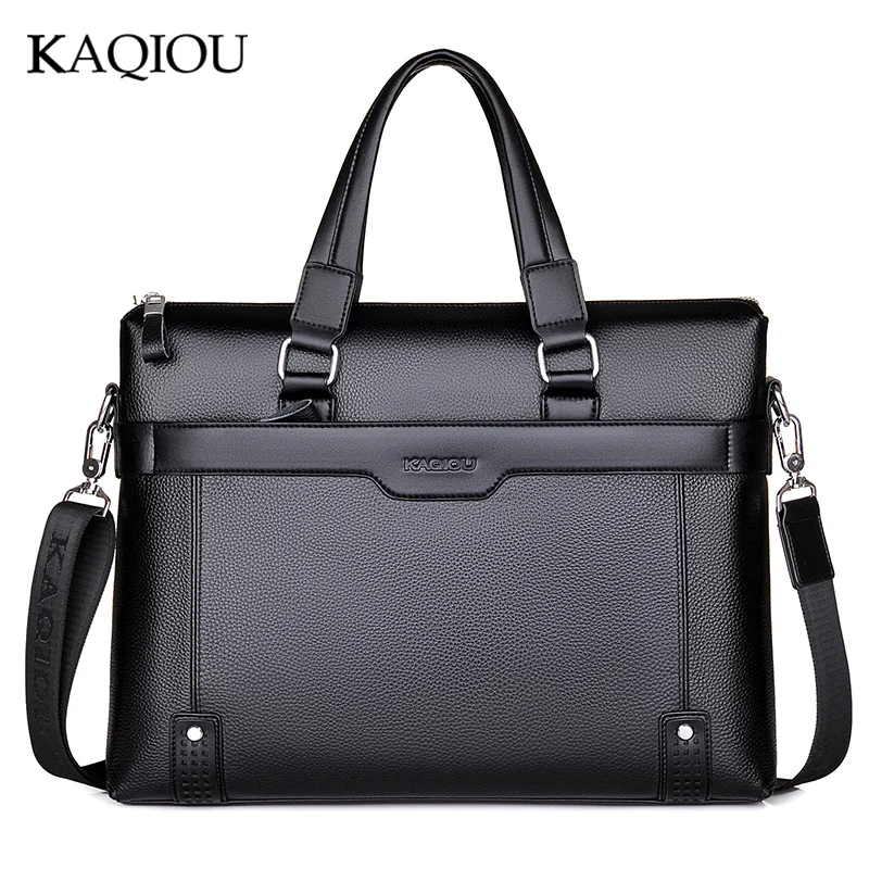 Kaqiou плеча сумочку Для Мужчин's Повседневное Пояса из натуральной кожи Бизнес сумка Портфели, для 14 или 15.6 дюймов ноутбук сумка