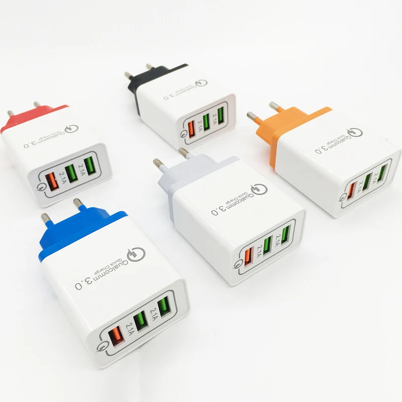 Высокое качество быстрое зарядное устройство адаптер 3 USB порта QC3.0 зарядный блок вилки соединителя 2.1A/25 Вт для путешествий ЕС/США iPhone samsung Xiaomi huawei