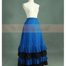 Синяя и черная хлопковая винтажная викторианская юбка