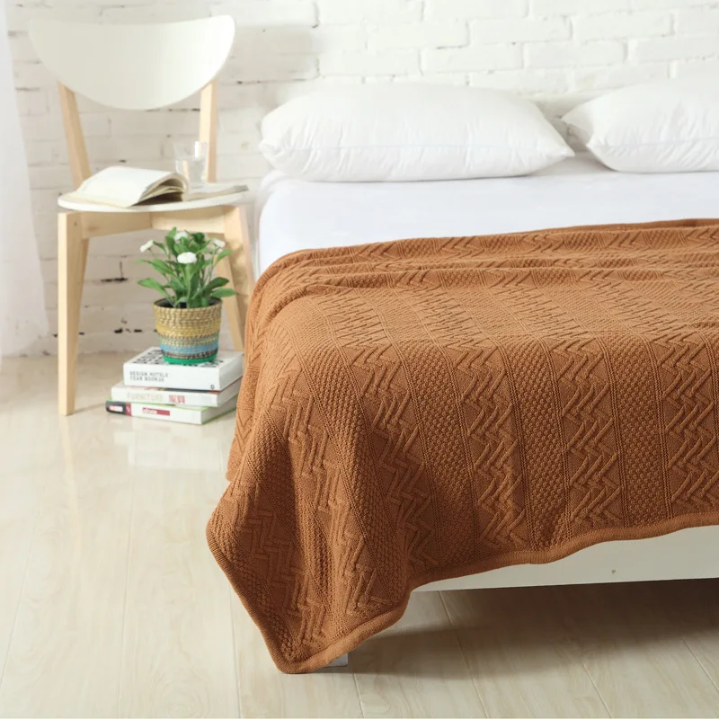 

2018 New Double layer Knitted Blanket Super Soft Throw Blanket on Sofa Bed Plane Travel Plaids Adult Home Textile 130*160cm