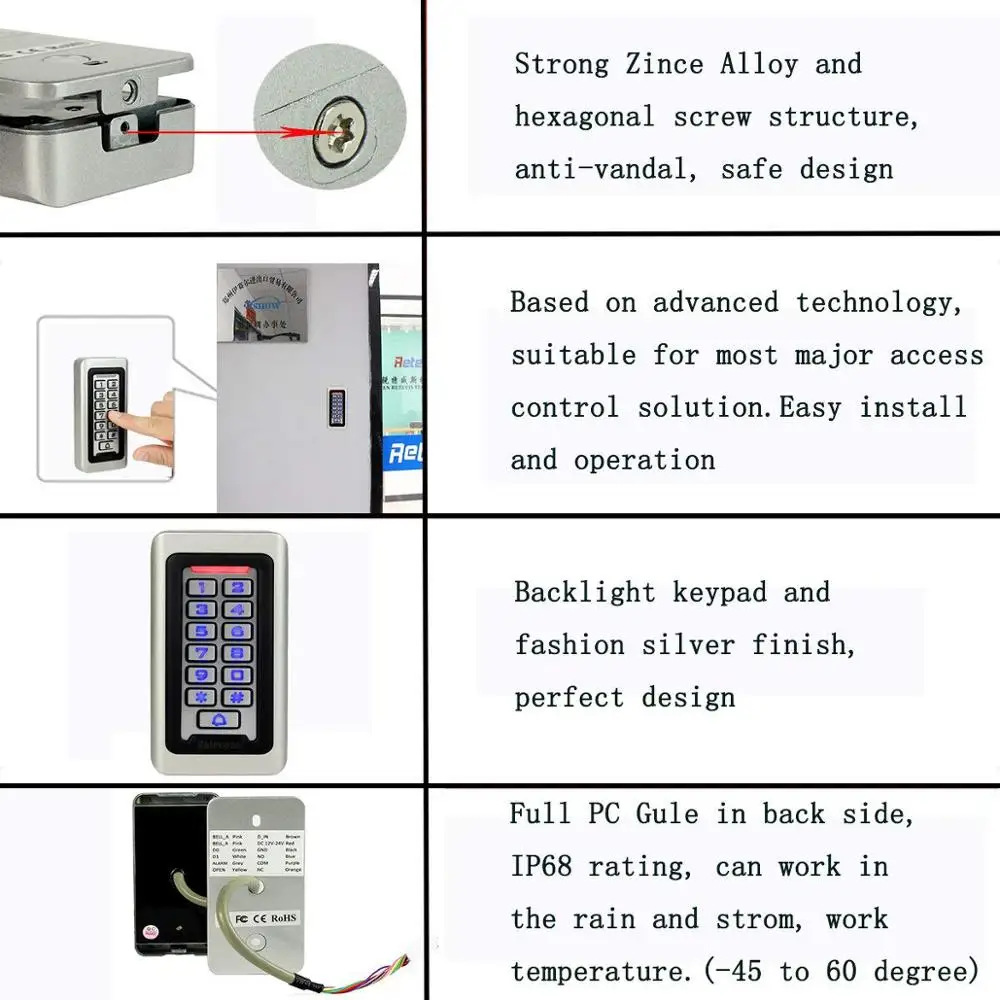 T-AC03 Клавиатура RFID система контроля доступа Бесконтактная карта автономная 2000 пользователей контроль доступа к двери водонепроницаемый металлический чехол F9501D