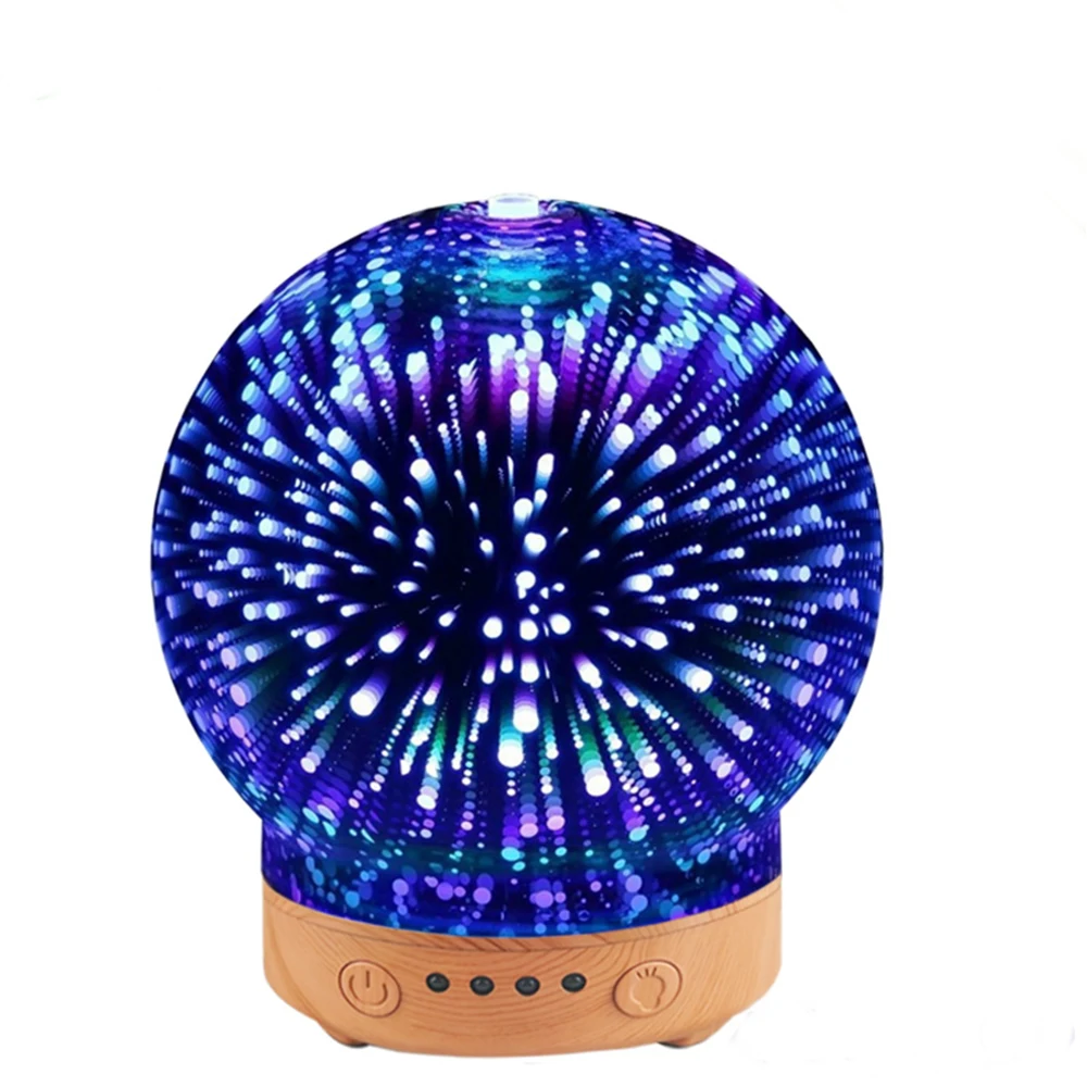 100ml 3D LED Light Glass Wood Grain Electric Essential Oil Aroma