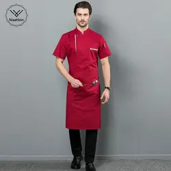 Новое поступление, летние мужские кухня повар ресторана шеф-повар спецодежды форма офицантки несколько цветов рубашка красные, синие