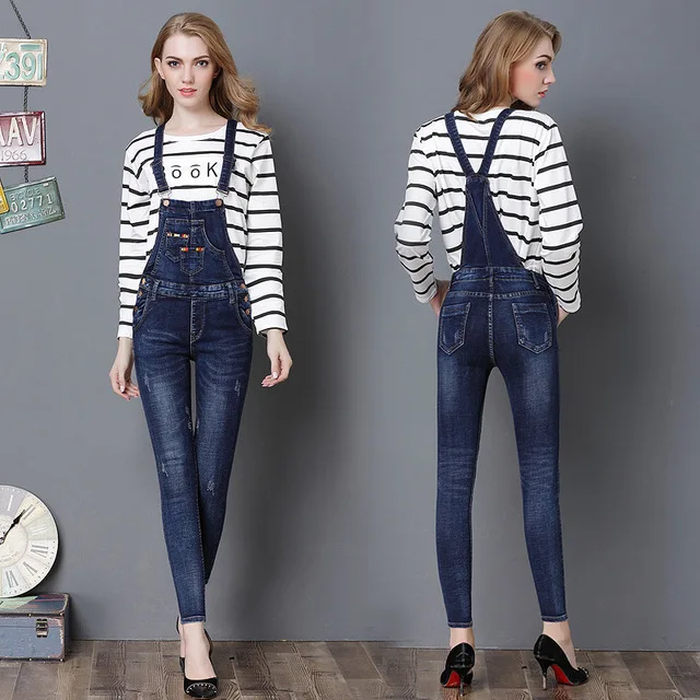 Summer new European and American women's clothing, hand-cut high waist jeans, versatile feet, nine pants, age-old bib Summer new European and American women's clothing, hand-cut high waist jeans, versatile feet, nine pants, age-old bib