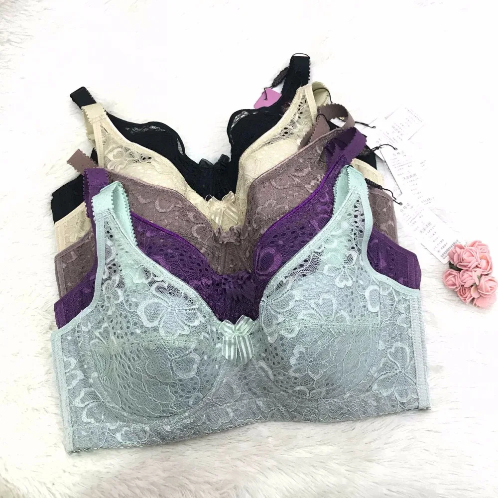 New sexy lace lingerie big size 36-44CDE bra thin cotton breathable comfort underwear gather adjustable bra
