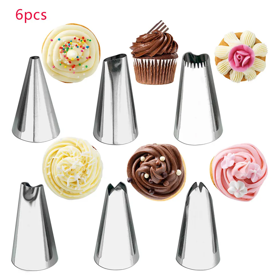 6pcs Set Cake Decorating Spout Stainless Steel Pastry
