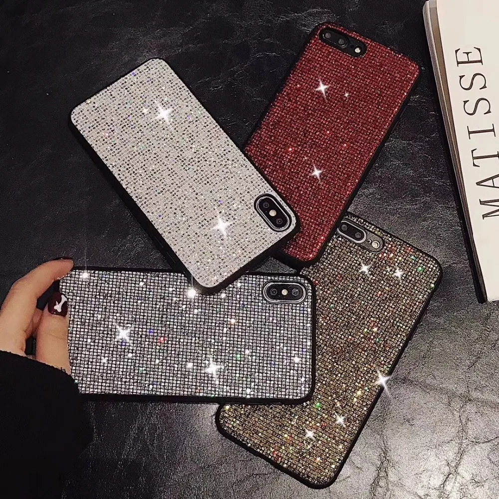 

for iPhone XS MAX XR X 8 7 6S 6 PLUS Glitter Diamond Plaid case for Huawei P30 P20 Mate 20 Pro for Samsung S10 S9 S8 Plus cover