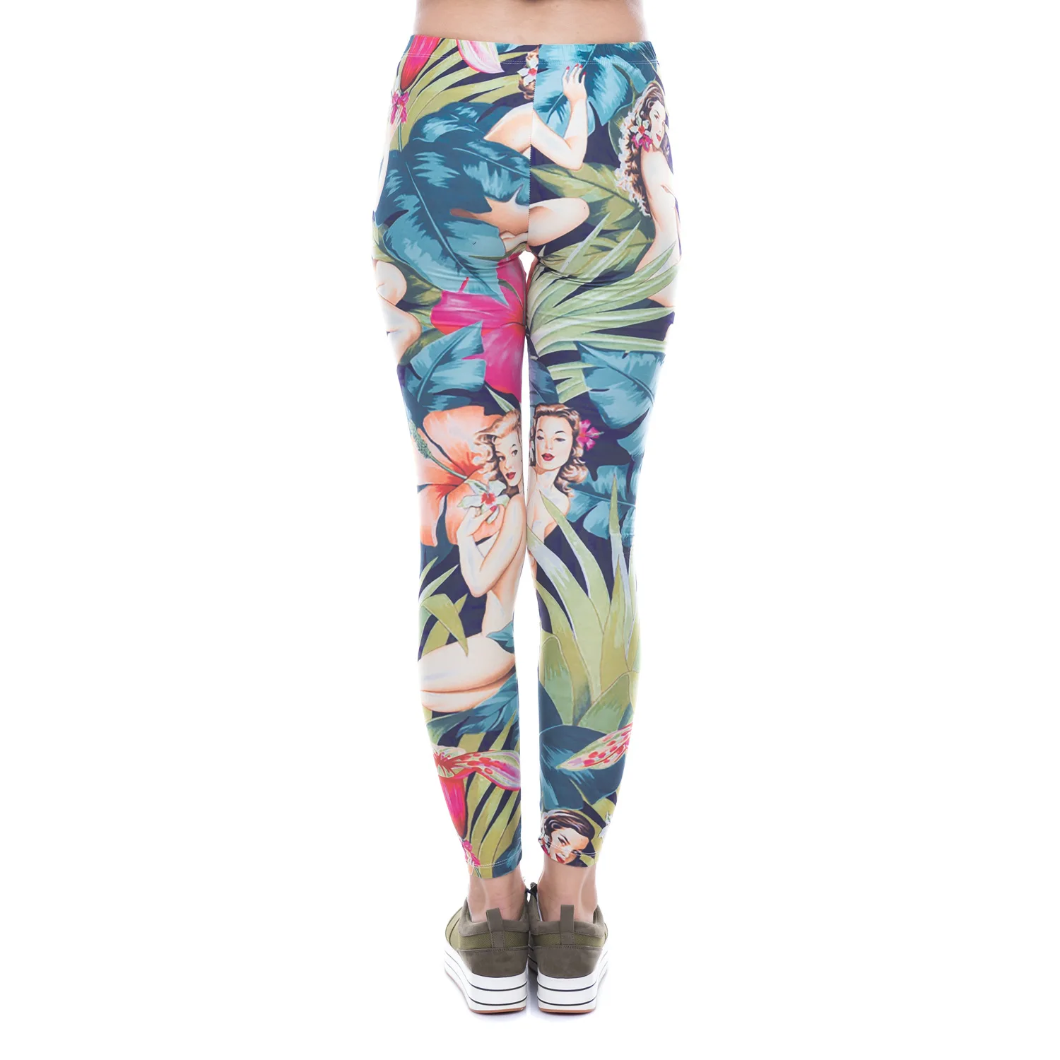 Women Leggings Sexy Flowers & Naked Women Printed Pants Fitness Casual Ladies Legging Stretchy Workout Trousers Slim Fit Legging Leggings