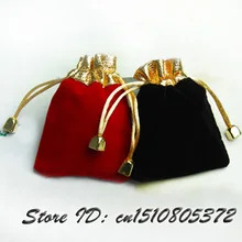 50 шт./лот 10x12 см ювелирные изделия в упаковке bag бархатный мешочек с завязками мешок подарков Красного и черного цветов