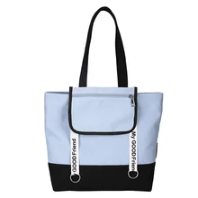 Эко-сумка корейский стиль Холщовая Сумка-мешок из ткани черный, белый цвет одного плеча женские многоразового использования, на замке сумка для книг