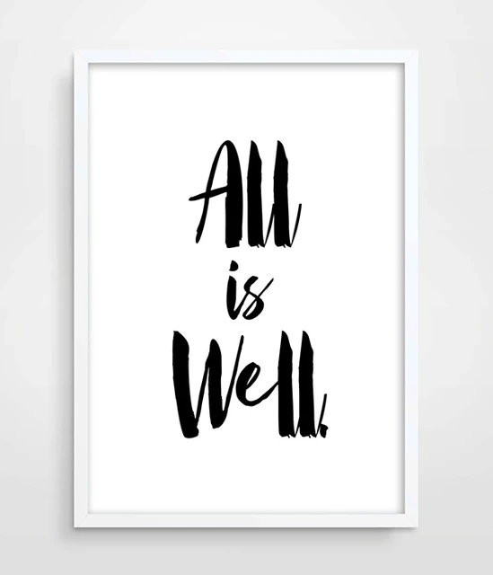 All Is Well Digital Print Typography Poster Motivational 