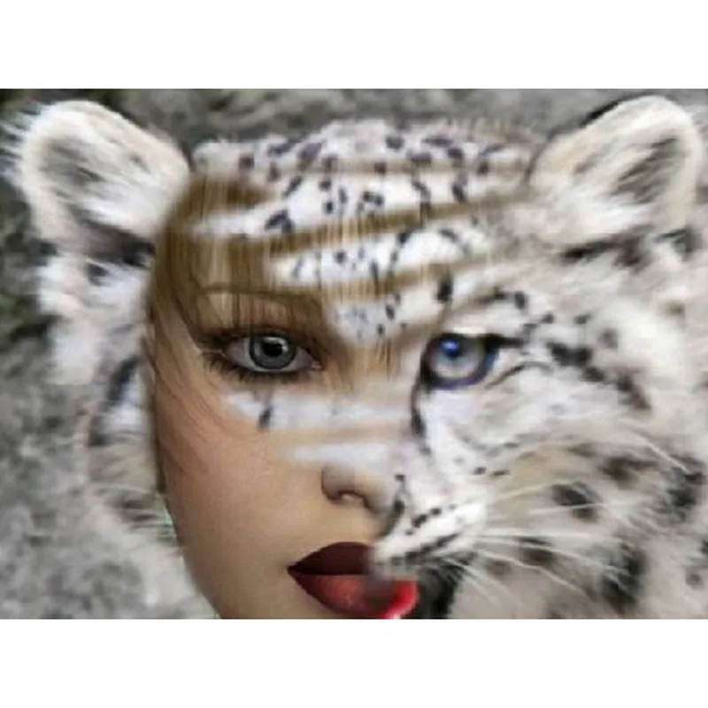 

5D DIY Diamond Painting Painted Woman In Tiger Face Mosaic Embroidery Cross stitch Embroidery Crafts Decoration