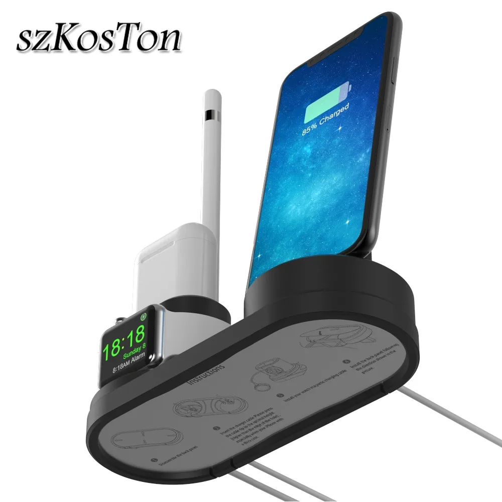 

4 in 1 Charger Stand Holder Dock For Apple watch Airpods Bracket Charging Dock Cradle Stand For Apple Pen iPhone XS X 7 8 6 6s