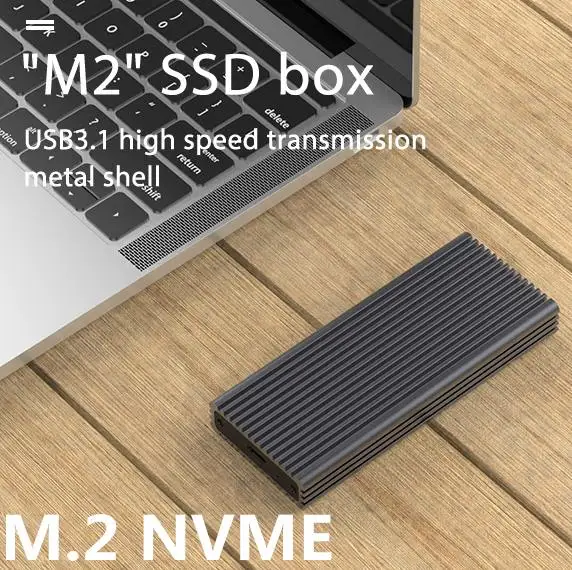 

TYPE-C USB3.1 NVME M.2 SSD Cases Port High Speed Transmission Hard Drive Enclosure Heat Dissipation Black Aluminum SSD