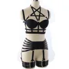 Ceinture pour femmes avec soutien-gorge de Bondage, ensemble porte-jarretelles à bretelles noires, sous-vêtements érotiques, pour fêtes ► Photo 3/5