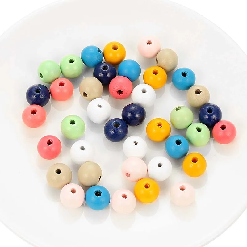 

50Pcs/lot Natural Round Wood Beads 8mm 10mm 12mm Handmade Wooden Loose Bead for Necklace Bracelet Jewelry Making Mix colors