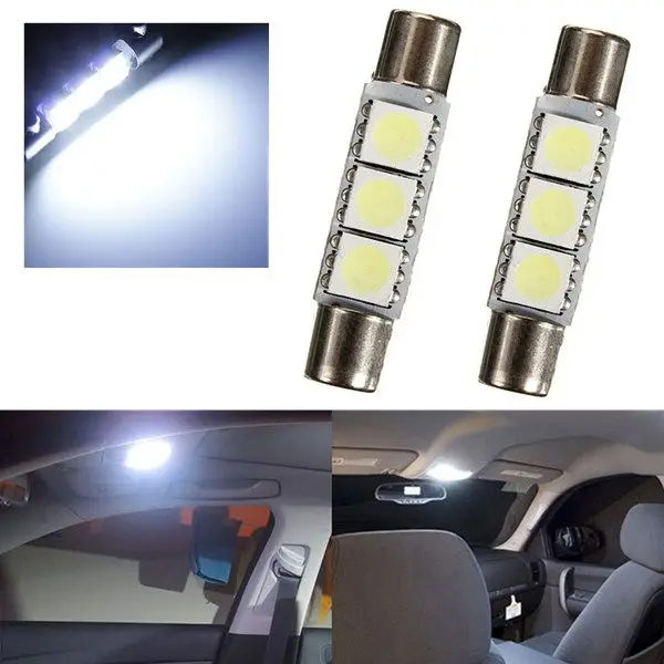 Большая Акция белый 29 мм 3 SMD 5050 светодио дный Авто C5W интерьер купола фестона косметическое зеркало козырек от солнца свет лампы DC12V 2 шт