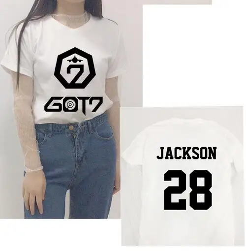 GOT7/сеульская одежда с короткими рукавами футболка коротким рукавом и кружевной