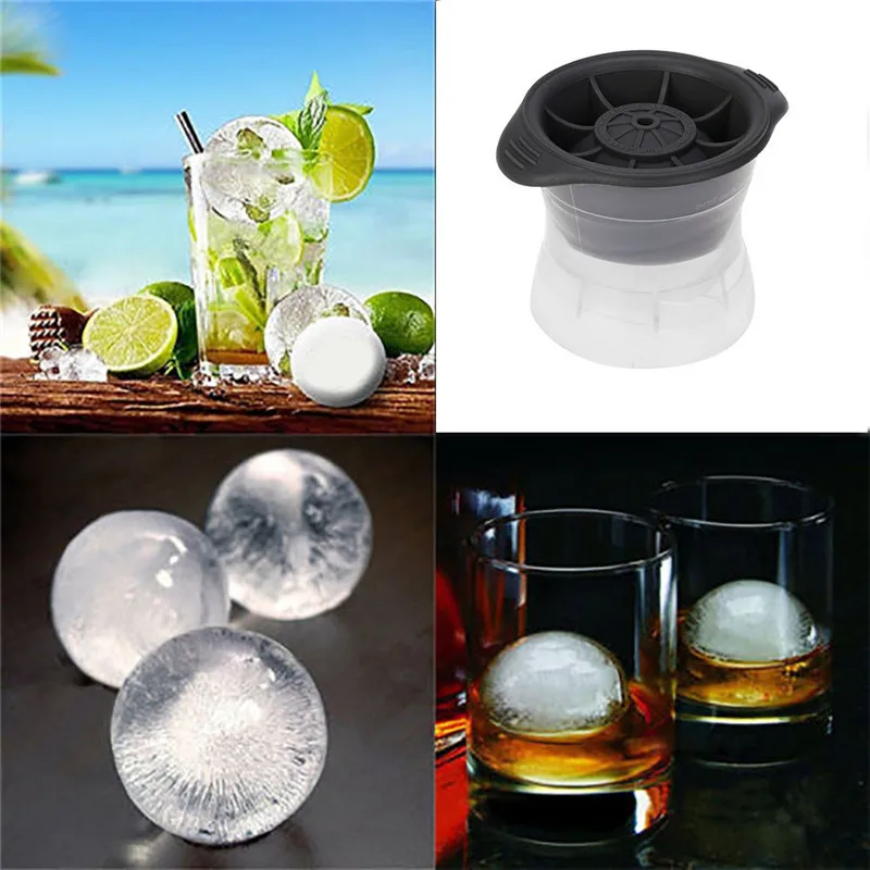 Silicone Round Ice Balls Maker Tray Four Large Sphere Molds Cube