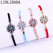 8 шт. микро проложить кубический циркон Кристалл Подвески соединитель браслет регулируемое Веревка Цепи Браслеты для женщин подарок