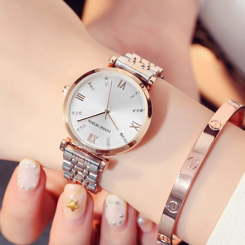 LGXIGE 2019 montre femme Роскошные брендовые часы из розового золота Женева бриллиантовые