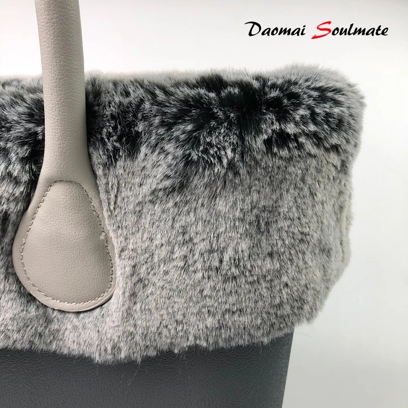 

Thermal Decoration Faux Rabbit fur Plush Trim for Classic Mini size O BAG Obag Fit for handbag Accessories