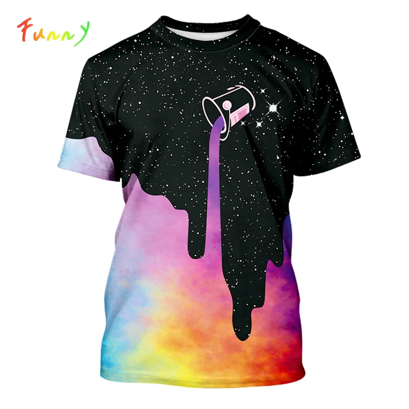 

Boys T Shirt Kid Clothes Summer 2019 Milk Space Galaxy Printed O-neck Girls T-shirt Kids Tops Funny 3D Design Tee Shirt Fille