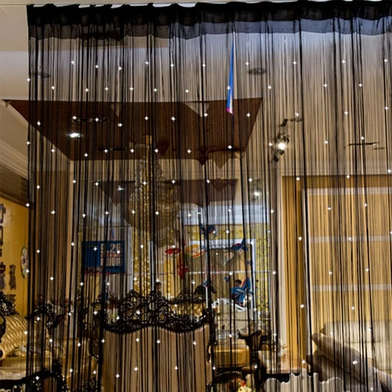21m String Curtains Shiny Crystal Beads Line Yarn Curtain Divider Sheer Door Window String Living Room Wall  Tassel decoration (7)