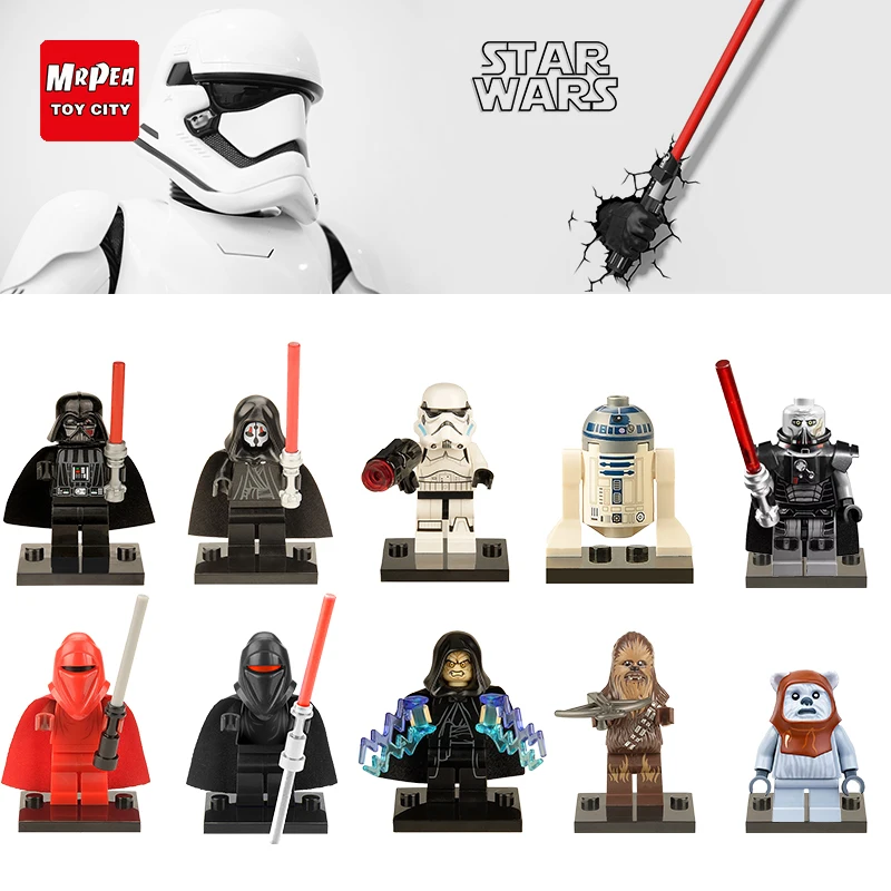 

Star Wars Legoing Building Blocks Luke Leia Han Solo Anakin Darth Vader Yoda Jar Jar Bricks Toys for Children Red Figures YY30