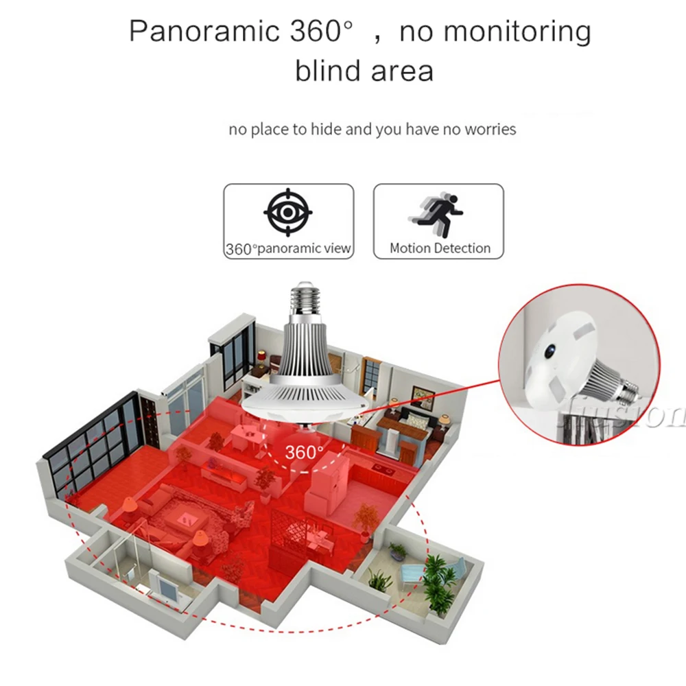 360 градусов Panoram рыбий глаз 1.3MP ночное видение инфракрасный беспроводной wifi IP светодиодное освещение лампы CCTV Камера