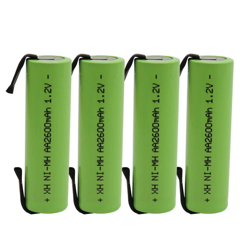 1,2 V AA Ni-MH перезаряжаемая батарея 2600mah nimh cell Green shell со сварочными вкладками для Электробритва Philips, зубной щетки