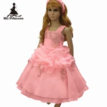 Г. стиль, детское бальное платье с кружевной аппликацией, Персиковое платье с цветочным узором для девочек на свадьбу, детское праздничное платье из органзы