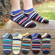 Высококачественные мужские хлопковые носки весна лето и осень цветные полосатые носки мужские и мужские модные короткие носки