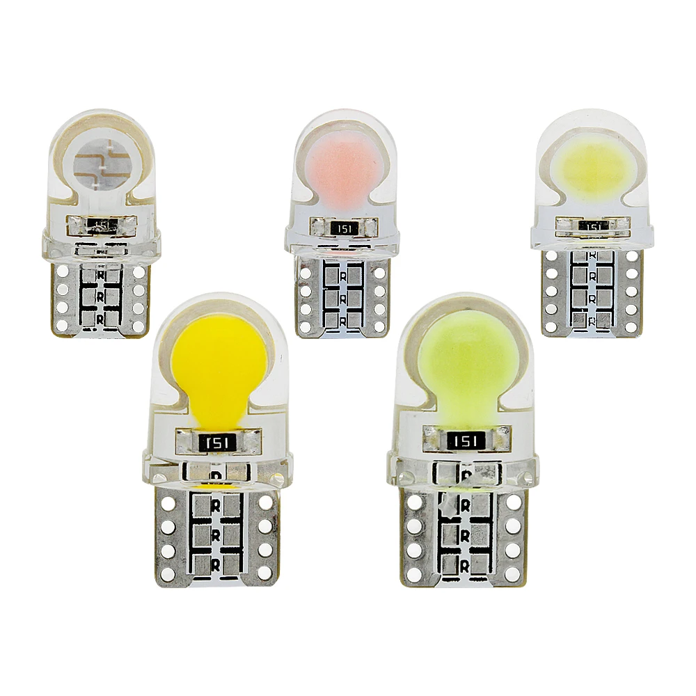

2pcs T10 LED Light Bulb DC 12V COB Marker Silica Gel Wedge Light W5W 194 168 Dome Light Signal Lamp High Quality 5 Colors
