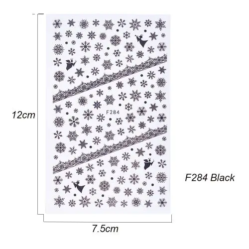 1 шт рождественские 3D наклейки для ногтей Наклейка Снежинка наклейки для ногтей наконечник золотой серебряный ноготь обертывание Маникюр украшения для ногтей TRF267-284-1 - Цвет: F284 Black