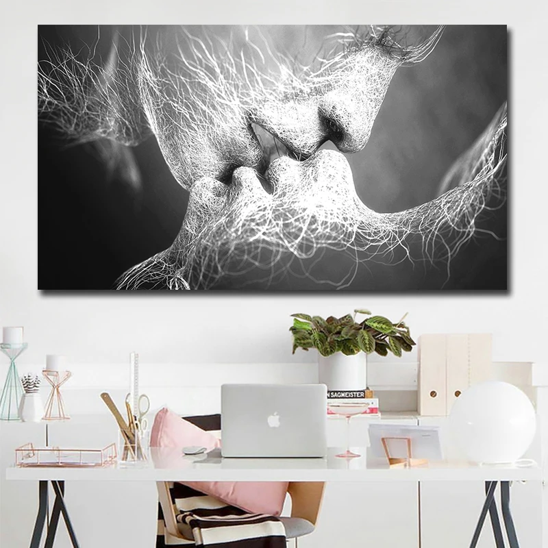 Kiss Art Painting Modern Abstract Home Wall Decoration Pictures Printed Canvas Posters and Prints Discount Cheap Living Room Art