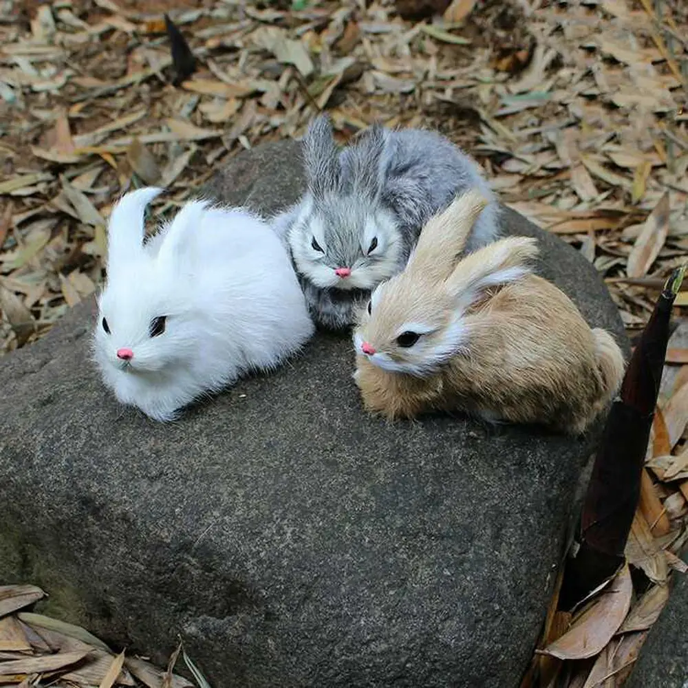 

Mini Animal Fur Simulation Lifelike Plush Rabbits Stuffed Toys Kawaii Bunny for Children Decoration Toy Handcrafts Birthday Gift