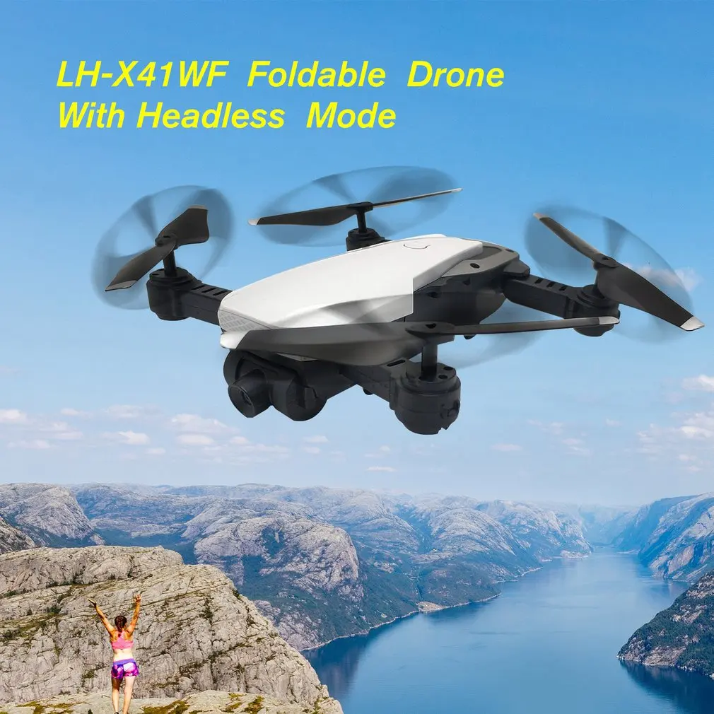 

LH-X41WF RC Drone 6-Axis Mini Foldable FPV Drone 0.3MP 480P/2MP 720P HD Camera Altitude Hold Drone RC Helicopter 2/3 Batteries