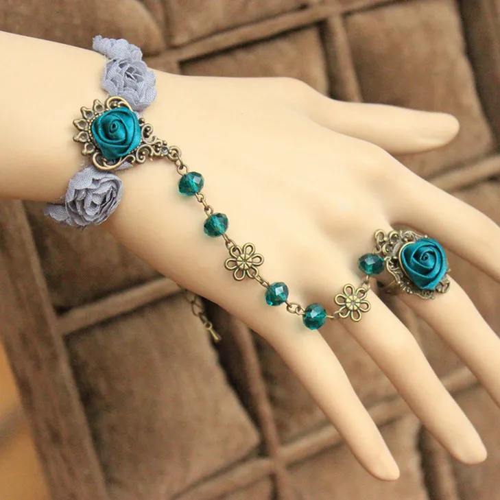 Free Shipping European And American Retro Handmade Women Wedding Jewellery Lace Flower Crytsal