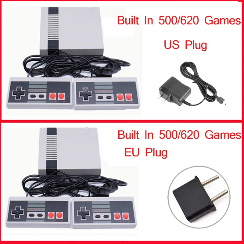 Мини Ретро Классическая видеоигра консоль встроенный 500/620 игр 8 бит PAL и NTSC семья ТВ Портативный игровой плеер двойные геймпады