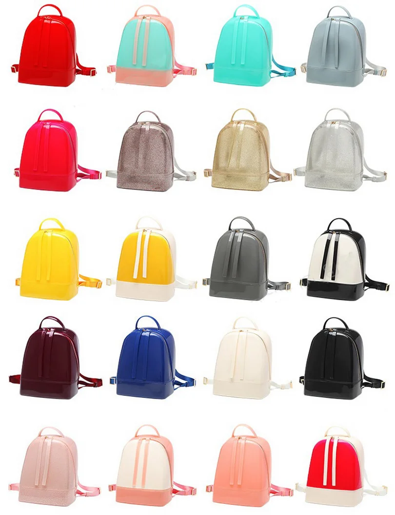 Большой яркий цвет желе рюкзаки водонепроницаемый ПВХ школьные сумки пластиковые силиконовые женские сумки через плечо для девушек Лоскутные рюкзаки