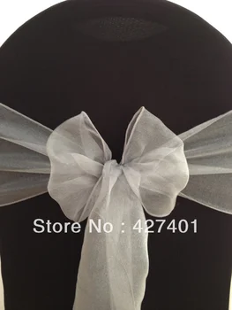 

High Quality Dark-Silver Organza Sash / Organza Chair Bow For Wedding Event & Party Decoration