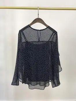 

The new spring and summer 2020 round collar seal wave point temperament joker loose show thin chiffon blouse