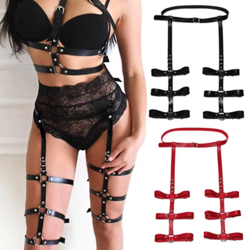 

Sexy punk leather punk abdomen thigh ring foot ring female rock abdomen belt belt leg ring one