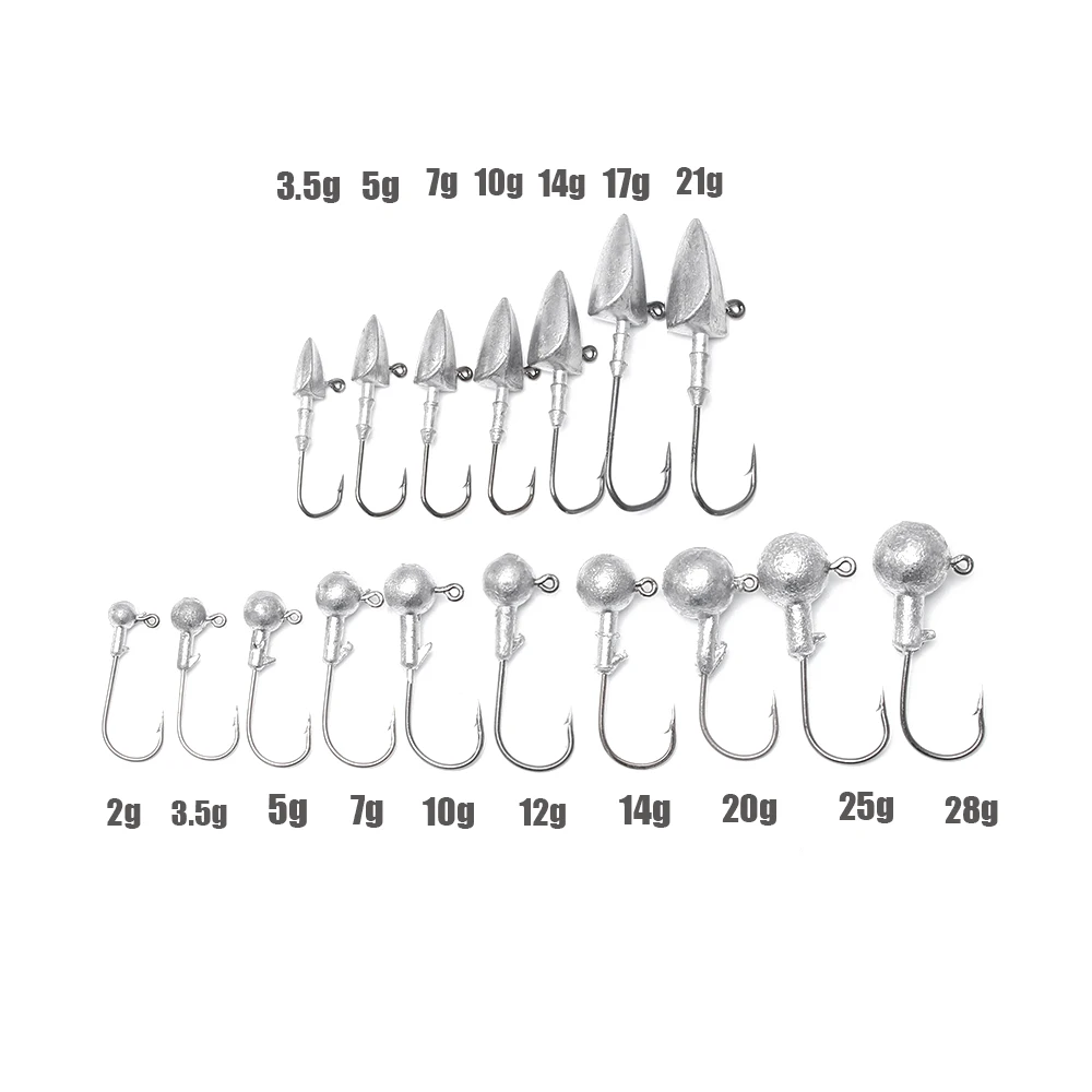 5 шт. заостренные/круглые рыбные крючки 2 г-28 г свинцовая головка крючок Приманка Крючок Джиг голова Многоцветный рыболовные снасти Крючки и рыболовные принадлежности