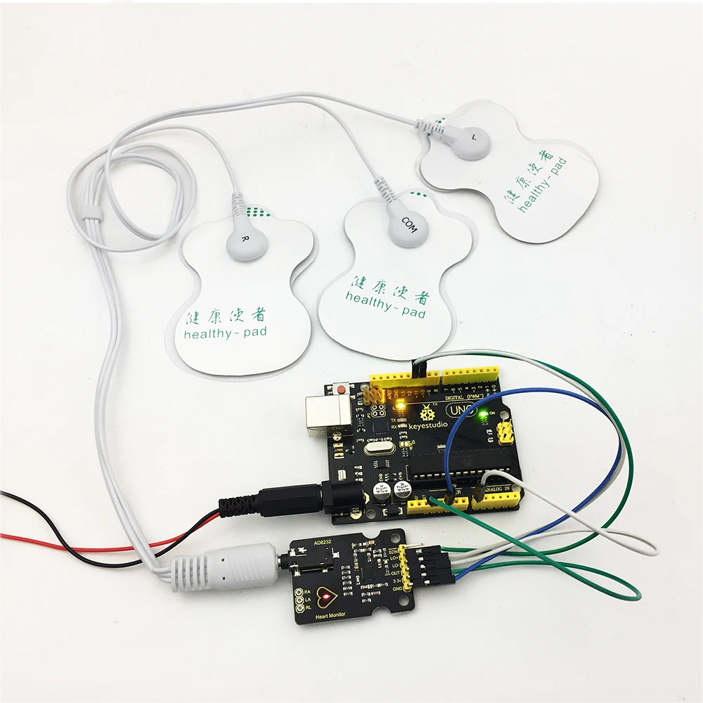 Keyestudio AD8232 измерение показателей ЭКГ монитор сердца модуль датчика для Arduino UNO R3