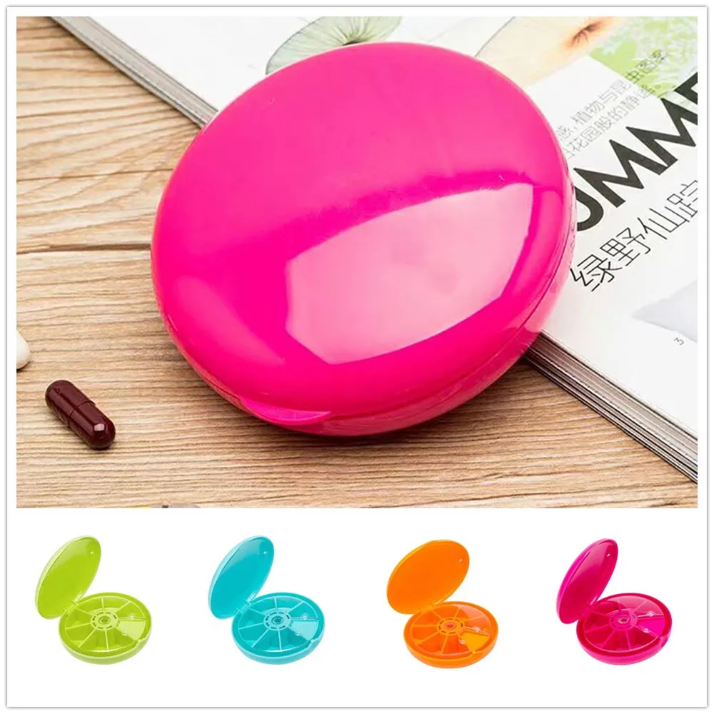

Pill Box 8 Lattices Storage Boxes Round Weekly Pills 7 Days Mini Portable Medicine Tablet Dispenser Organiser Case AM PM F1214